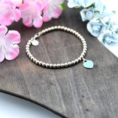 【管理番号26.】 TIFFANY＆CO リターントゥ ティファニー ブルータグ ミニハート チャーム ビーズ シルバー ブレスレット SV925