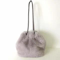 グローバルワーク GLOBAL WORK バッグ ファーバッグ 巾着 ショルダーバッグ フェイクファー グレー かばん 鞄 カバン