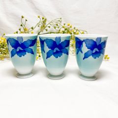 愛陶　湯呑み　湯飲み　 3つセット　ブルー　青