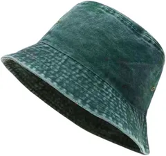 Capprecier バケットハット 帽子 デニム風 バケハ 洗い加工 男女兼用 春 夏 秋 冬 カジュアル メンズ レディース 紫外線対策 UVカット おしゃれ(ダークグリーン,  58.0 cm)
