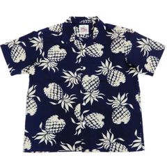 デューク・カハナモク Duke Kahanamoku コットン アロハシャツ DK37811 「パイナップル 」メンズ ハワイアンシャツ 半袖シャツ 東洋エンタープライズ ネイビー 新品