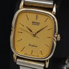 稼働 セイコー エクセリーヌ 1221-5250 QZ ゴールド文字盤 レディース腕時計 OGI 2000000
