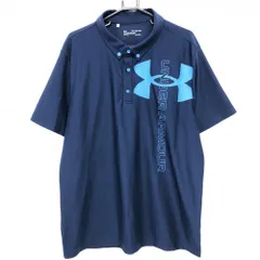 【美品】アンダーアーマー 半袖ポロシャツ ネイビー×ブルー  メンズ 3XL/3TG/3EG ゴルフウェア 大きいサイズ UNDER ARMOUR