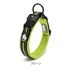 グリーン True Love 首輪 | 散歩 反射布付き 犬 ペット 超小型犬 小型犬 中型犬 大型犬 散歩 可愛い 反射テープ 夜道 丈夫 負担 少ない メッシュ おしゃれのサムネイル