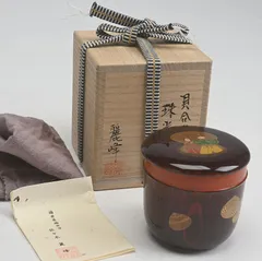 Gojyo　茶道具　健銘　金蒔絵葉文　棗　時代箱　V　R5535 Gojyo 茶道具 健銘 金蒔絵葉文 棗 時代箱 V R5535 茶道具 健銘