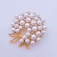 ブローチ パール コサージュ サークルC ゴールド 卒業式 入園式 結婚式