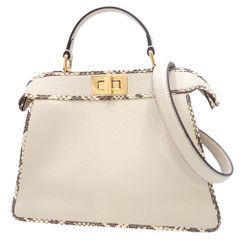 FENDI(フェンディ) ピーカブー アイシーユー スモール ハンドバッグ 2WAY ショルダー 肩掛け 斜め掛け カーフ パイソン ベージュ ゴールド金具 8BN327 レディース 40800078027【中古】【アラモード】
