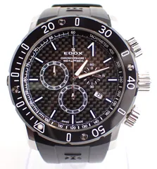 定価19万 美品 箱付き EDOX(エドックス) クロノオフショアI クロノグラフ 10221 SS/CE/ラバー QZ クォーツ セラミック 黒 メンズ 腕時計のサムネイル