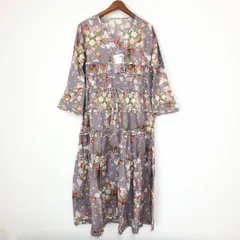 #anc カネコイサオ KANEKO ISAO ワンピース 紫 マルチ 花柄 ピコフリル ロング タグ付き 美品 レディース [935221]のサムネイル