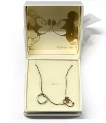 【中古】銀製品・指輪・アクセサリー ミニーマウス(横向き) Wチャームペアネックレス(シルバー) 「ディズニーコレクション×THE KISS」