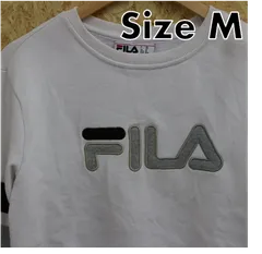 FILA　フィラ　古着　スウェット　長袖　刺繍　ワンポイント　M　白　レディース