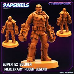 Papsikels Miniatures | SUPER EX SOLDIER MERCENARY ROUGH LEGEND 32mm | 3Dプリント ミニチュア TRPG サイバーパンク SF