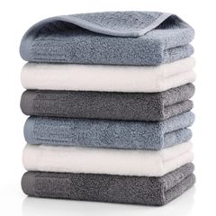 【数量限定】おしゃれ 北欧風 綿100% タオル 吸水速乾 35*70cm 6枚セット無地 厚手 ふわふわ フェイスタオル 抗菌防臭 大判 TMVOK 家庭用、ホテル、業務用、スポーツなどにも最適 四季通用
