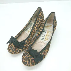 ◇ Θ farfalle ヒョウ柄 リボン装飾 フラットパンプス サイズ35 ブラウン ブラック レディース E  【1412260008648】