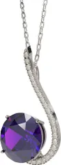 ZURSANA レディースペンダントネックレスS925シルバー 誕生石ジュエリー 女性への贈り物 結婚記念日のプレゼントに Purple( 6月 Purple)