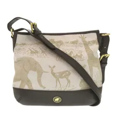 美品 ハンティングワールド キャンバス/レザー ブラウン ショルダーバッグ 1665 HUNTING WORLD