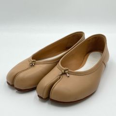 2h3《Excellent Condition》 Maison Margiela Tabi Ballerina Ballet Shoes, Size 35, Beige Leather Flats, Women's Shoes t18r