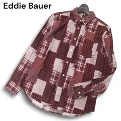 Eddie Bauer エディーバウアー パッチワーク風★ チェック柄 長袖 ボタンダウン ネル シャツ Sz.S メンズ アウトドア