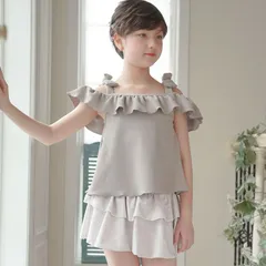 【花柄・ベージュ】オフショルリボンスイムウェア キッズ TAK キャサリンコテージ