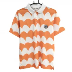 ジャックバニー 半袖ポロシャツ 白×オレンジ 総柄 メンズ 5(L) ゴルフウェア 2022年モデル Jack Bunny