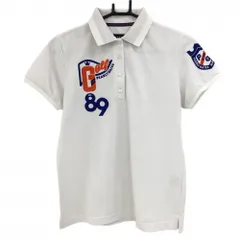 ★SALE価格★【美品】パーリーゲイツ 半袖ポロシャツ 白×ブルー 袖ロゴ刺しゅう レディース 1(M) ゴルフウェア PEARLY GATES