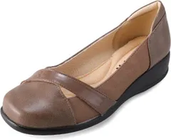 パンプス 痛くない 歩きやすい ローヒール 黒 ブラック 5E ウエッジソール シューズ レディース 靴 外反母趾 tcac0672 オークブラウン 25.0cm