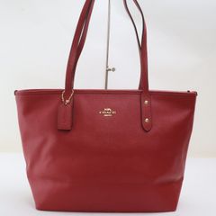 COACH コーチ ボルドー レザー トートバッグ ターンロック 肩掛け