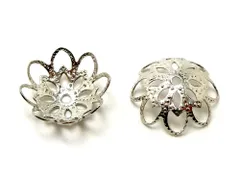 『10個』 ビーズキャップ 10mm 花型 座金 シルバー 花座 ハンドメイド アクセサリーパーツ 材料 銀色 アクセサリー