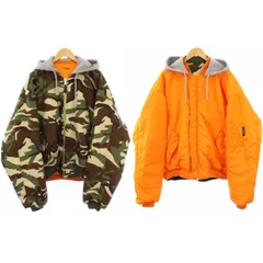 ヴェトモン VETEMENT ALPHA アルファ MA-1 ボンバージャケット フライトジャケット リバーシブル カモフラ フーディ XS カーキ オレンジ /KH ☆AA★