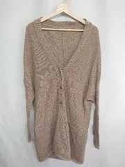 ◇ ⊇ niko and … ニコアンド ウール混合 長袖 ロングニットカーディガン サイズ表記なし ブラウン レディース E  【1409240044055】