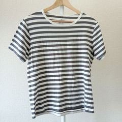 無印半袖Tシャツ　Sサイズ　レディース　白グレーボーダー　無印良品　Tシャツ　半袖　綿１００％
