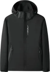 three Joy ウィンドブレーカー レディース メンズ 男女兼用 ユニセックス アウトドアジャケット マウンテンパーカー フード付( ブラック（女性）,  L)