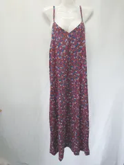 ◇ ⊂ SM2 サマンサ モスモス フラワーデザイン キャミソール ロング ワンピース サイズF レッド ブルー レディース E  【1506180011823】