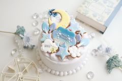 【アイシングクッキー】　夜明け　ご入金後１４日以降に発送　おしゃれ　空　誕生日　ケーキの飾り　青