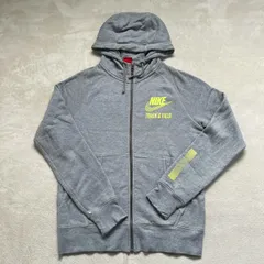 【訳あり】NIKE （ナイキ） スウェットジップアップパーカー プリントロゴ 蛍光ロゴ コットン100% メンズMサイズ
