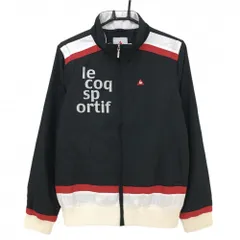 ルコック 2WAY中綿ジャケット 黒×白 ロゴプリント 袖着脱可 レディース L ゴルフウェア le coq sportif