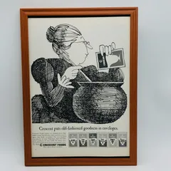 ビンテージ 広告　ポスター　『 クレセント 　(Crescent Foods) 』 1960's　額付　※当時物　オリジナル アメリカ 輸入雑貨　ヴィンテージ　雑誌　アドバタイジング 　アートフレーム　レトロ　 　( AZ2149 )