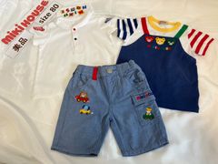 289ミキハウスmikhouse80size セーラー重ね着風Tシャツ　パンツセット