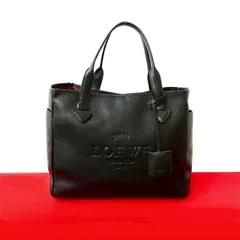 【美品✨】ロエベ ロゴ ヘリテージ トートバッグ ハンドバッグ シボ革 ブラック ヘリテージ ハンドバッグ トートバッグ レザー ブラック ロエベ