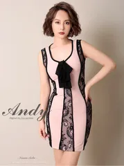 ベージュブラック [OK2496-BEB-2109]【ANDY/アンディ】バイカラー/ リボンブローチ/レース/ ノースリーブ/ タイト/ ミニドレス/ キャバドレス/ ワンピース/ dress