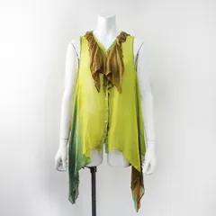 美品 Sybilla シビラ シルクフリル ドレープノースリーブブラウス M/マスタード ブラウン グラデーション【2400013024242】のサムネイル