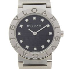 ブルガリ BVLGARI ブルガリブルガリ レディース クォーツ 腕時計 12Pダイヤモンド SS ブラック文字盤 BBL26S 中古 新入荷 BV0158