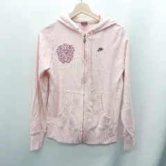 ◇ ⊇ NIKE ナイキ 裏起毛 プリント 長袖 パーカー サイズM ピンク レディース E  【1409100030686】