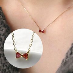 ネックレス レディース アレルギー対応 カワイイ リボン ハート シルバー925 ゴールド