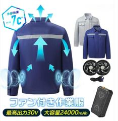 新品　未使用　ファン付き作業服 ブルー 2XL/3XLサイズ 空調ウェア 洗濯OK 男女兼用　便利　お買い得