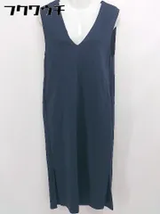 ◇ nano universe ナノユニバース Vネック ノースリーブ 膝下丈 ワンピース サイズF ネイビー レディース 【中古】 【1105180007791】のサムネイル