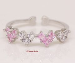 18K Gold Ring, RGP Platinum, Diamond & CZ Pink Heart Ring yu1164e
