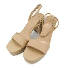 ザラ サンダル 厚底 太ヒール ストラップ 靴 レディース 38サイズ ベージュ系 ZARA 【中古】