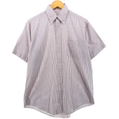 古着 80~90年代 ブルックスブラザーズ Brooks Brothers MAKERS 半袖 ボタンダウン ストライプシャツ USA製 メンズM相当/eaa560235