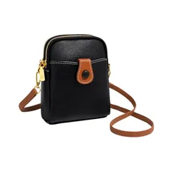 【新品】 [Ametilo] スマホショルダー レディース 本革 縦型 【高見え きれいめカジュアル】 スマホポーチ 小さめ 軽量 斜めがけ 2WAY 肩掛け ミニショルダーバッグ 大人 おしゃれ 通勤 旅行 プレゼント (ブラック) 1